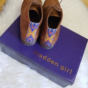 Madden Girl Brown Ankle Boots with Colorful Pattern